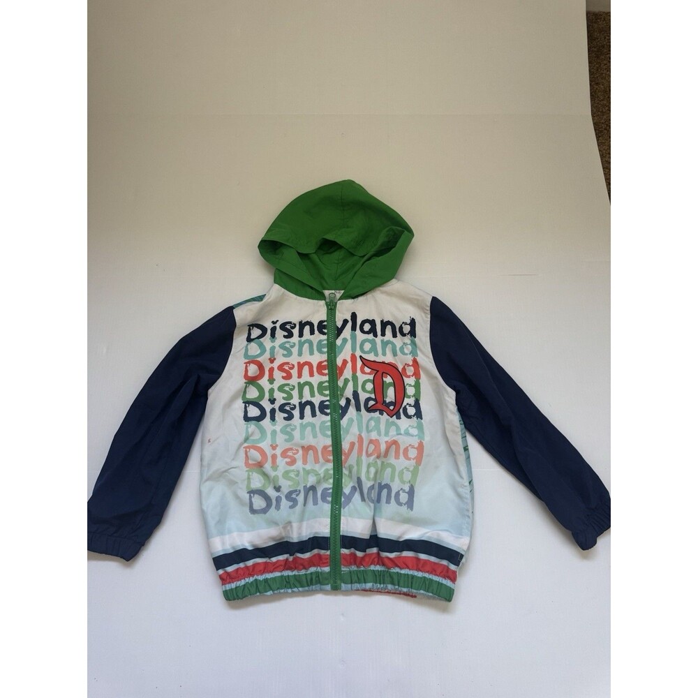 Disneyland Kids XS Hooded Windbreaker Jacket Full Zip Disney Graphic Unisex